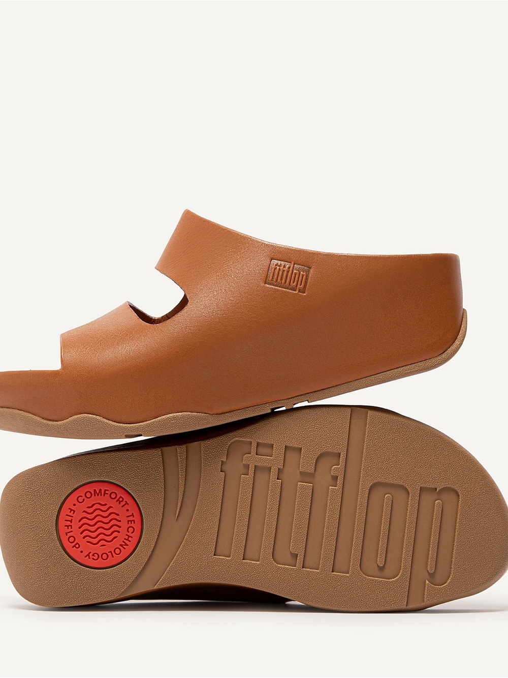 Leather Slide Sandals in Tan - Fit Flop -9 - Picture 7 of 7